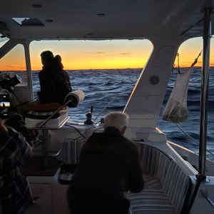 Sunset view from Alyosha cockpit during The Big Blue ocean sailing trip